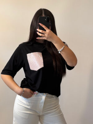 Maglia tasca glitter