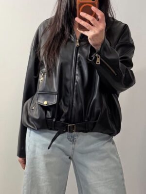 Giacca in pelle nera