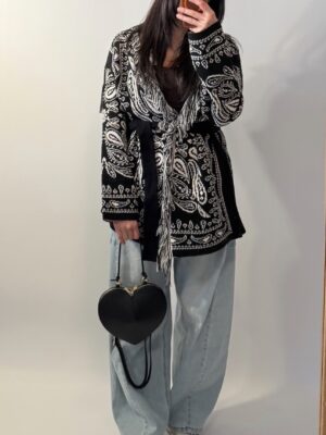 Cardigan fantasie con cintura